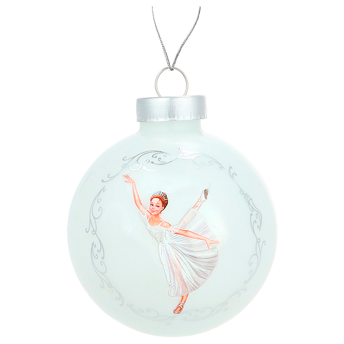 Новогоднее украшение. Елочный стеклянный шар "Красивая балерина" 6см 
