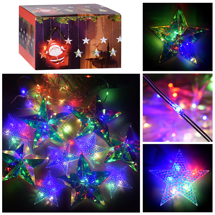 Электрогирлянда со звездами, цветная Электрогирлянда со звездами, цветная