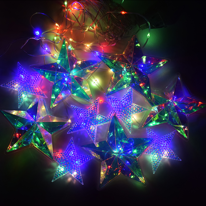 Фото к товару Электрогирлянда со звездами, цветная Электрогирлянда со звездами, цветная