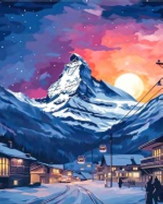 Картина по номерам 40х50 "Швейцарский курорт" USB LED подсветка (24 цвета)