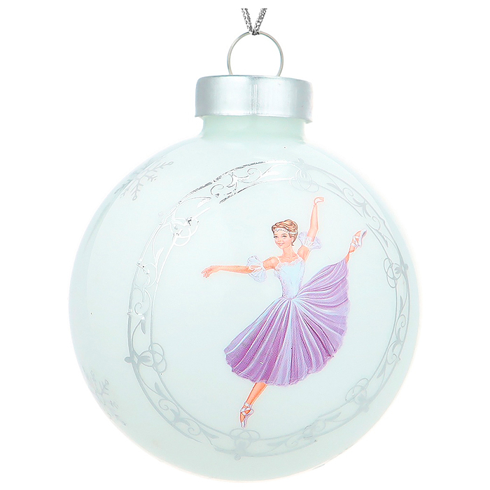 Новогоднее украшение. Елочный стеклянный шар "Нежная балерина" 6см 