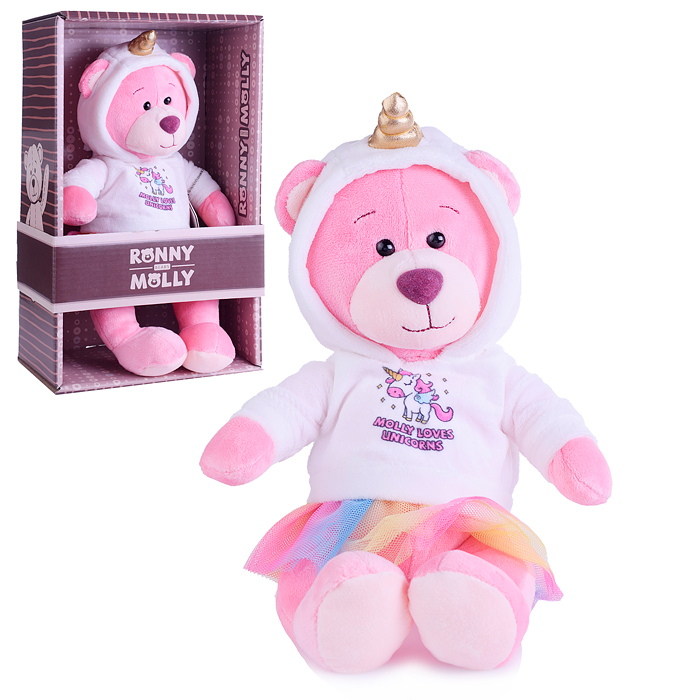 Мишка Молли в Худи Единорога и Юбке-Сетке, 21 см, в коробке 