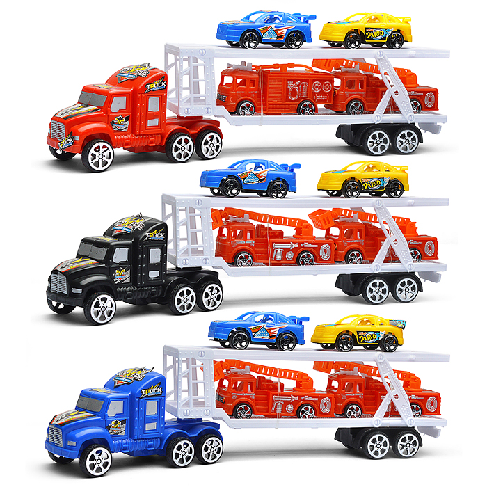 Автовоз XY0204-23A "АвтоВояж" с пожарными и гоночными машинками, под колпаком