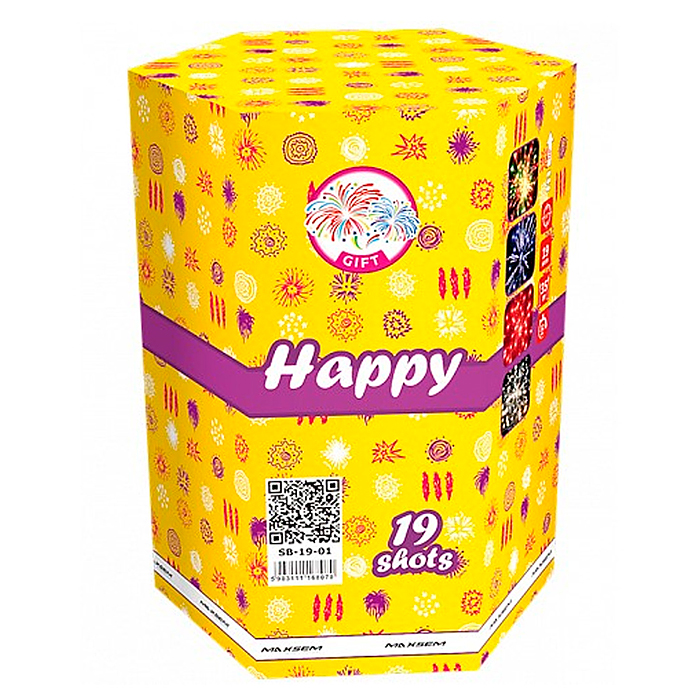 Батарея салютов "Happy" (1,2" х 19 залп.) * в кор. 8 шт. Срок до 01.02.30