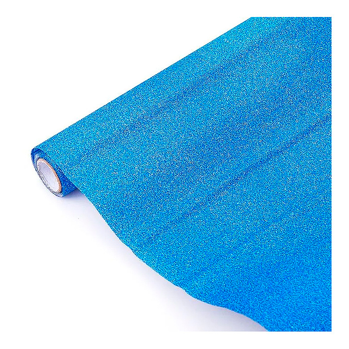 Пленка самоклеящаяся с блестками 45x300 см, лазурно-синяя, PP 100 мкм, в рулоне