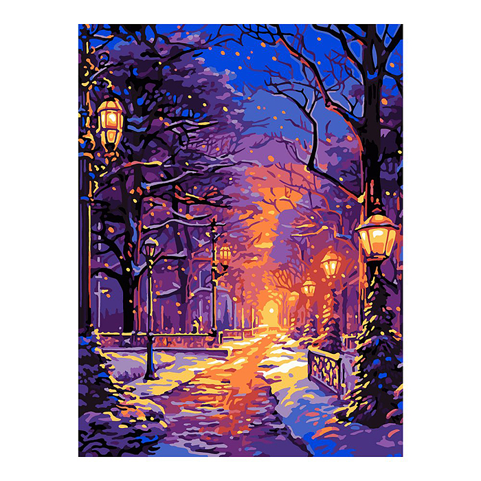 Картина по номерам на картоне 28,5*38 см "Зимний парк" 