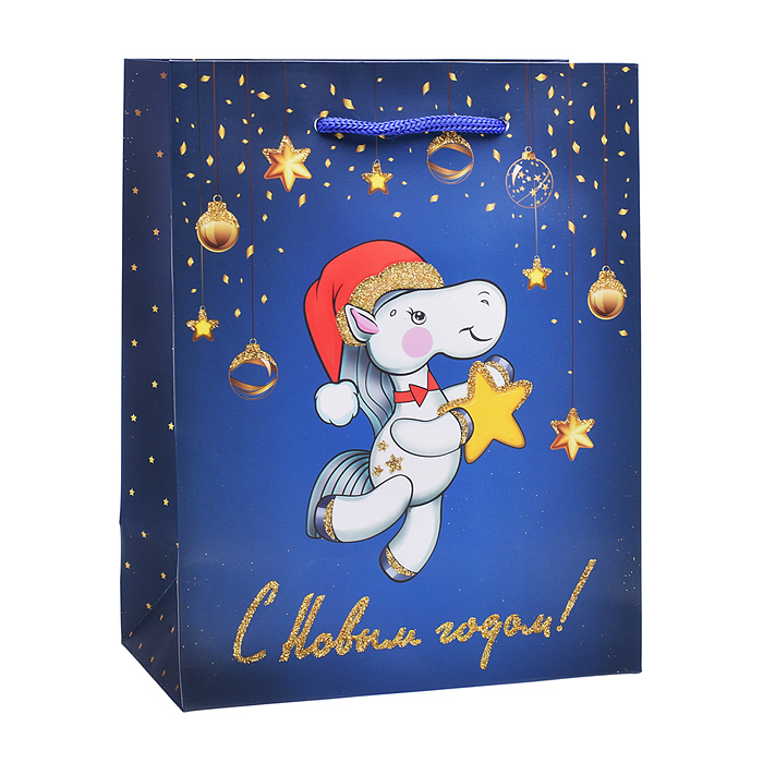 Пакет подарочный 18х23х10 см (M) "Лошадка со звездой" Пакет подарочный 18х23х10 см (M) "Лошадка со звездой"