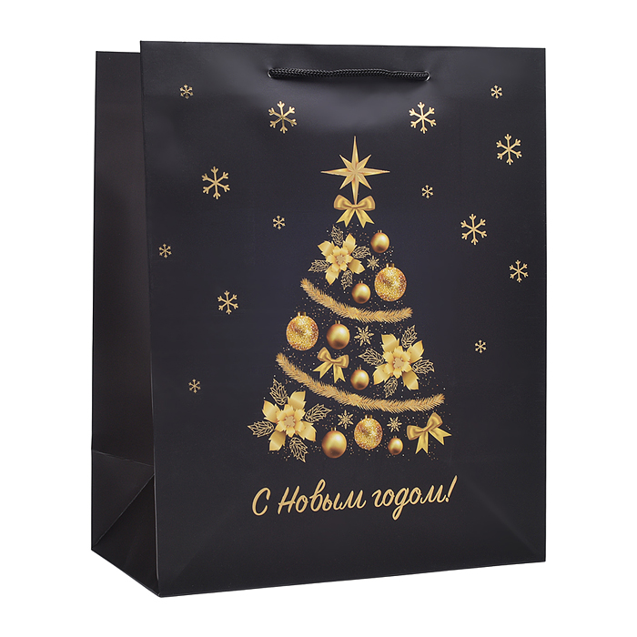 Пакет подарочный 26,4х32,7х13,6 см (L) "Золотистая ёлка" Пакет подарочный 26,4х32,7х13,6 см (L) "Золотистая ёлка"