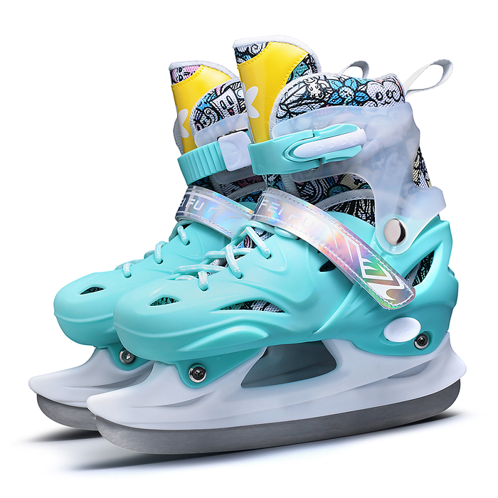 Коньки 00-3080 (размер M35-38) бирюзовые, в сумке