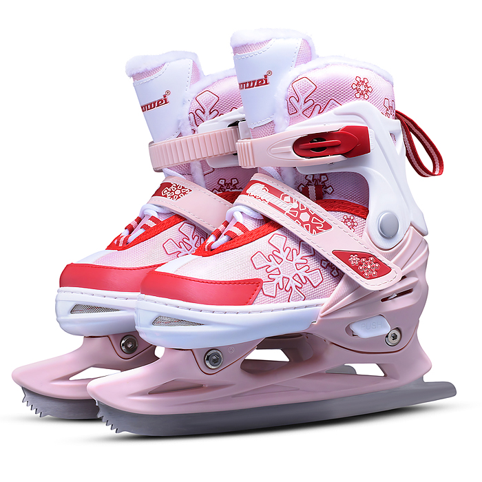 Коньки 00-3079 (размер S31-34) красно-розовые