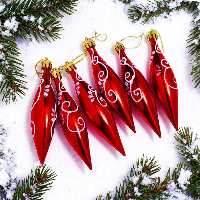 Набор новогодних украшений S2695 "Узоры" (6шт х 12см) Набор новогодних украшений S2695 "Узоры" (6шт х 12см)