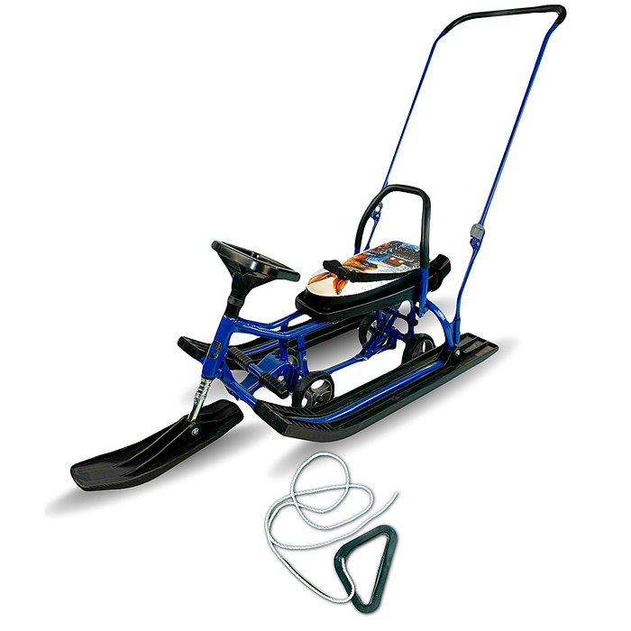 Игрушка Снегокат детский 109 "Wheel" c П-образным толкателем и колесной базой (Зайчик тракторист) 