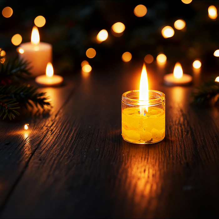 Фото к товару Набор свечей гелевых 00-7030 (8шт х 2,7*2,7см) в стаканчике, с блёстками Набор свечей гелевых 00-7030 (8шт х 2,7*2,7см) в стаканчике, с блёстками