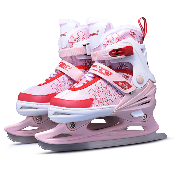 Коньки 00-3079 (размер M35-38) красно-розовые