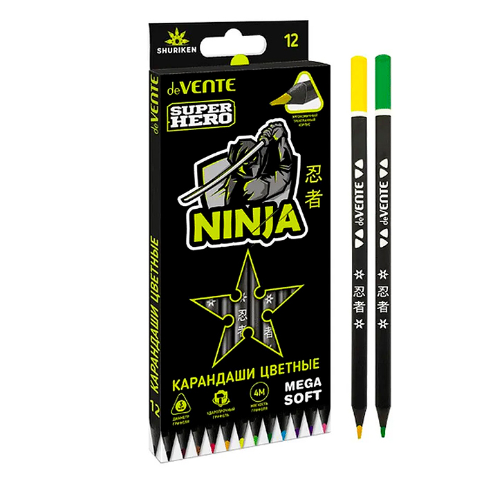 Карандаши цветные "Triolino Ultra 4М. SuperHero" 12 цветов, 4М, диаметр грифеля 3 мм, 