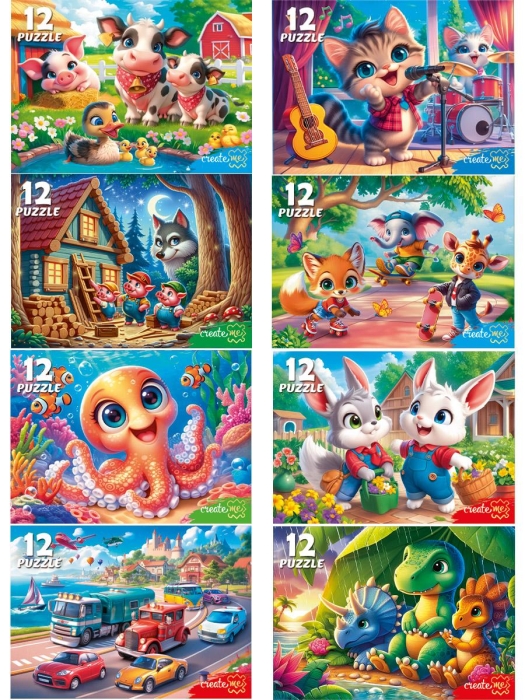 Пазлы 12 "Милые истории №2" (8 шт в шоубоксе) Пазлы 12 "Милые истории №2" (8 шт в шоубоксе)