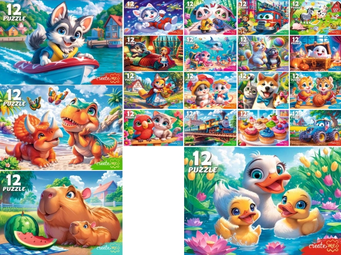 Пазлы 12 "Милые картинки" (20 шт в шоубоксе) Пазлы 12 "Милые картинки" (20 шт в шоубоксе)