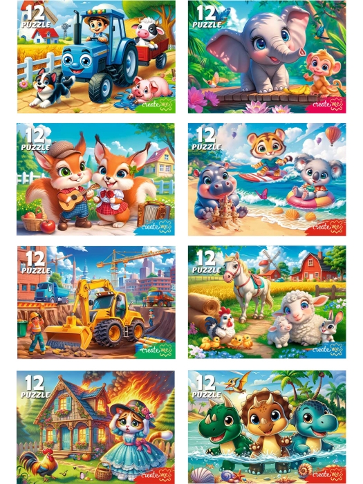 Пазлы 12 "Милые картинки №2" (8 шт в шоубоксе) Пазлы 12 "Милые картинки №2" (8 шт в шоубоксе)