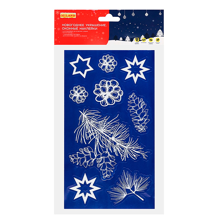 Новогоднее оконное украшение "Шишки и иголки", 25х14 см Новогоднее оконное украшение "Шишки и иголки", 25х14 см