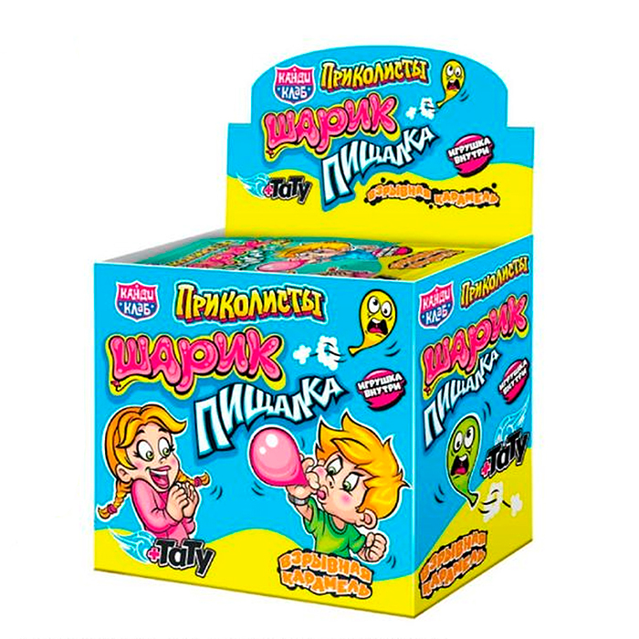 Взрывная карамель с игрушкой и татуировкой "Приколисты. Шарик-пищалка" 1гр*30шт