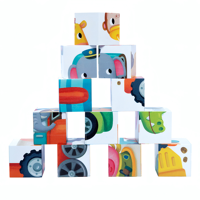 Кубики "Зверотранспорт" 12 шт Baby Toys