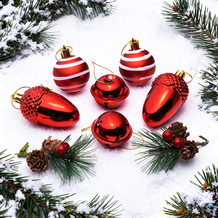 Набор новогодних украшений S2611 "Новогодние радости" (8шт х 22,5см)