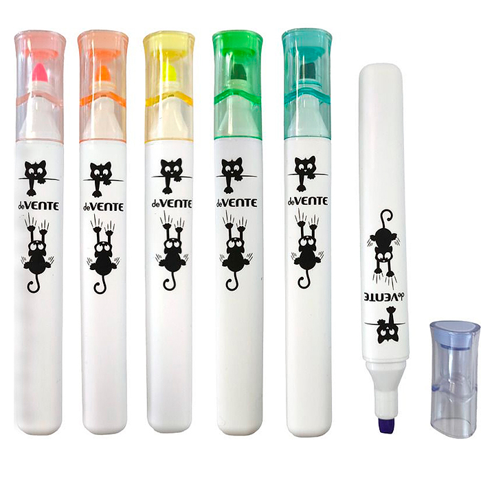 Набор маркеров-выделителей "Triolino. Cat Accent" (06 цв - роз, оранж, желт, зел, бирюз, сиреневый)