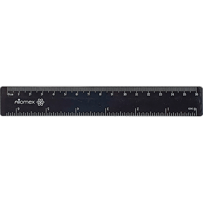 Линейка пластиковая 16 см, с индивидуальной маркировкой, черная