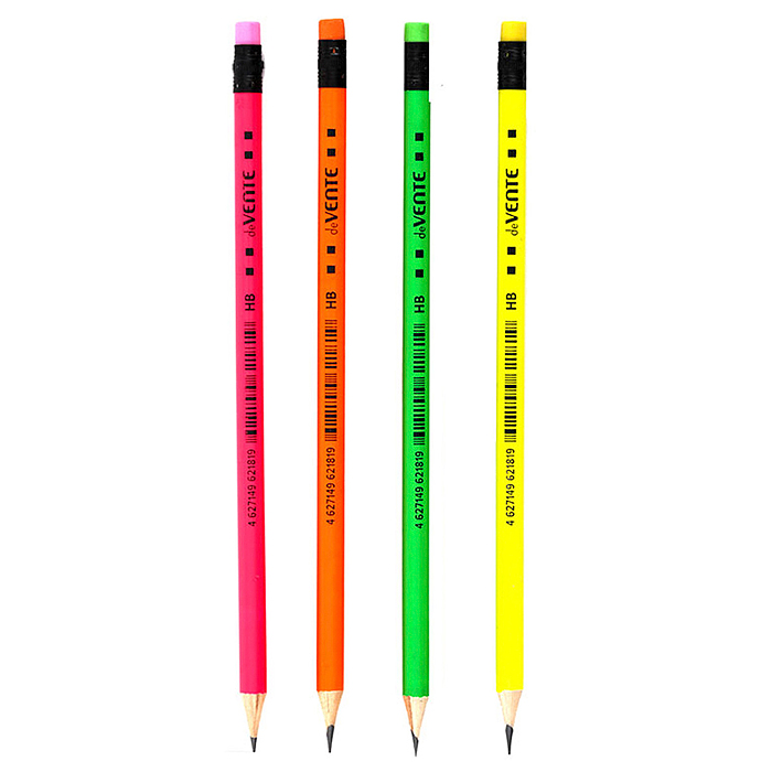 Карандаш чернографитный "Neon" HB, диаметр грифеля 2 мм, круглый, с ластиком