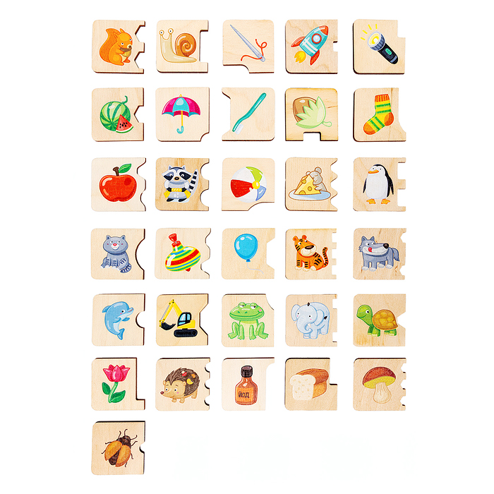 Игра-пазл деревянный "Азбука-Паровозик" (деревянная коробка)