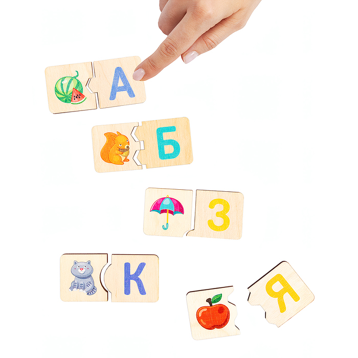 Игра-пазл деревянный "Азбука-Паровозик" (деревянная коробка)