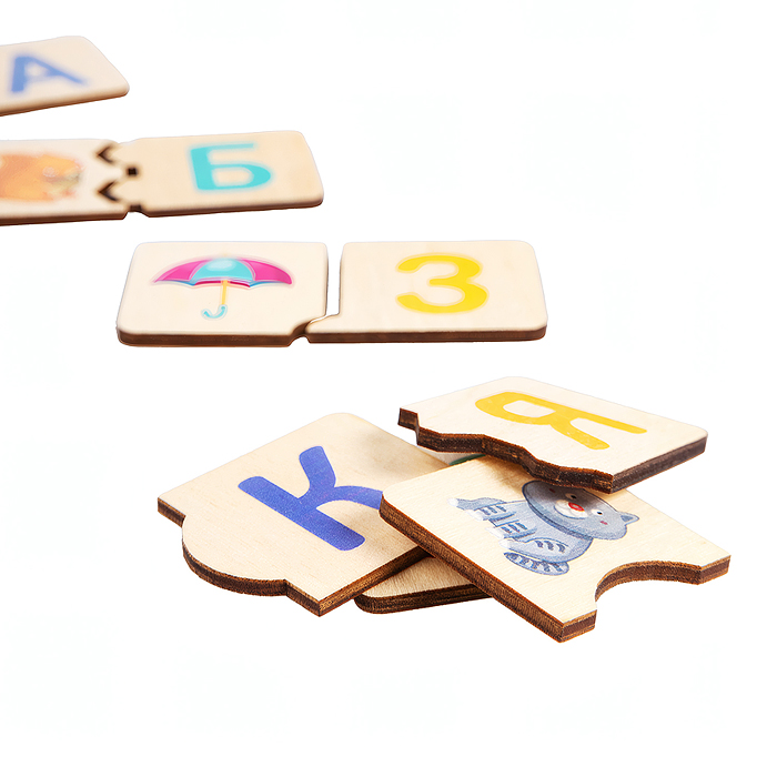 Игра-пазл деревянный "Азбука-Паровозик" (деревянная коробка)