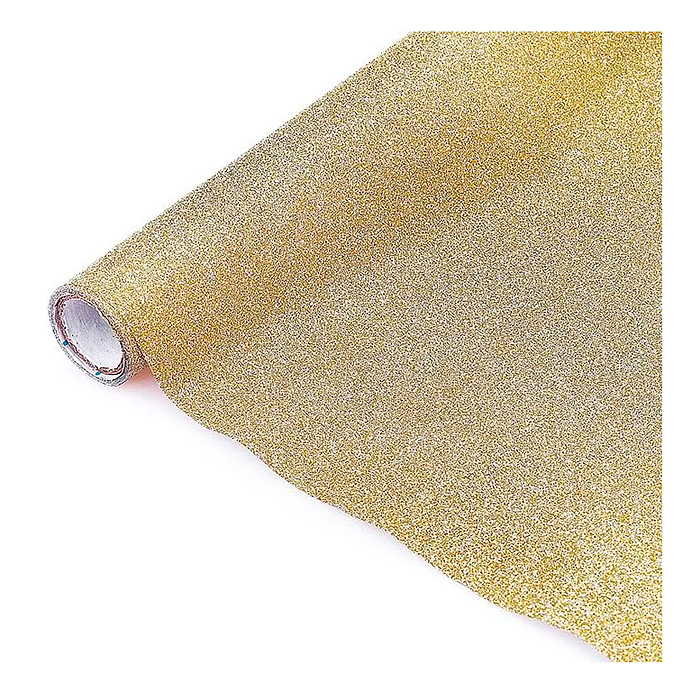 Пленка самоклеящаяся с блестками 45x300 см, золотистая, PP 100 мкм, в рулоне