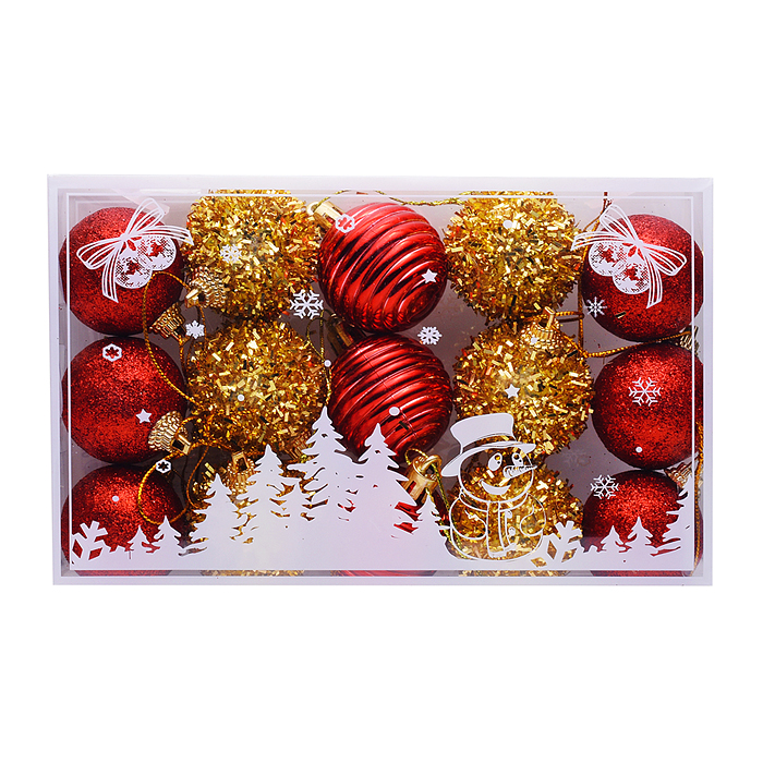 Набор новогодних украшений S2528 "Сказочный праздник" (15шт х 4см)