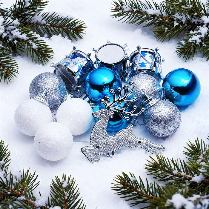 Набор новогодних украшений S2630 "Новогоднее чудо" (13 шт х 4см)