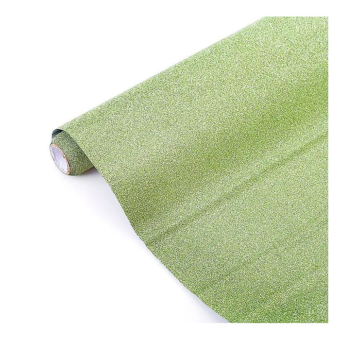 Пленка самоклеящаяся с блестками 45x300 см, салатовая, PP 100 мкм, в рулоне