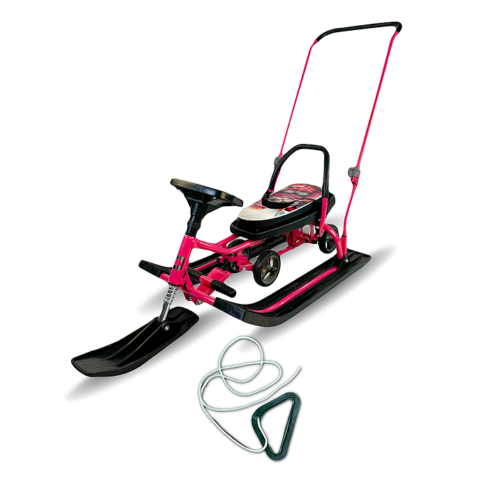 Игрушка Снегокат детский 109 "Wheel" c П-образным толкателем и колесной базой (Котенок) 