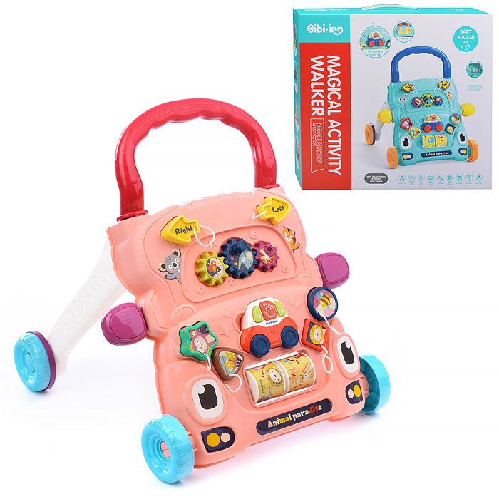 Игровой центр-Каталка 6004 "Забавная прогулка" розовые, в коробке