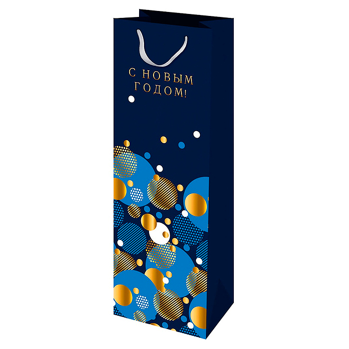 Пакет подарочный 12х36х8,5 см (Bottle) "С Новым годом" Пакет подарочный 12х36х8,5 см (Bottle) "С Новым годом"