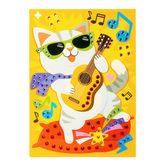 Набор для творчества. Рисунок из страз "Кот-музыкант" (европодвес)