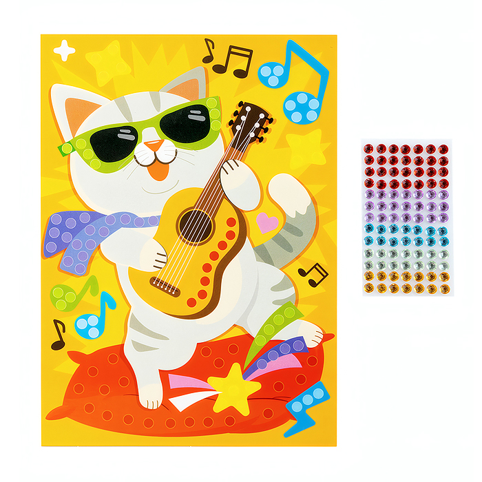 Набор для творчества. Рисунок из страз "Кот-музыкант" (европодвес)