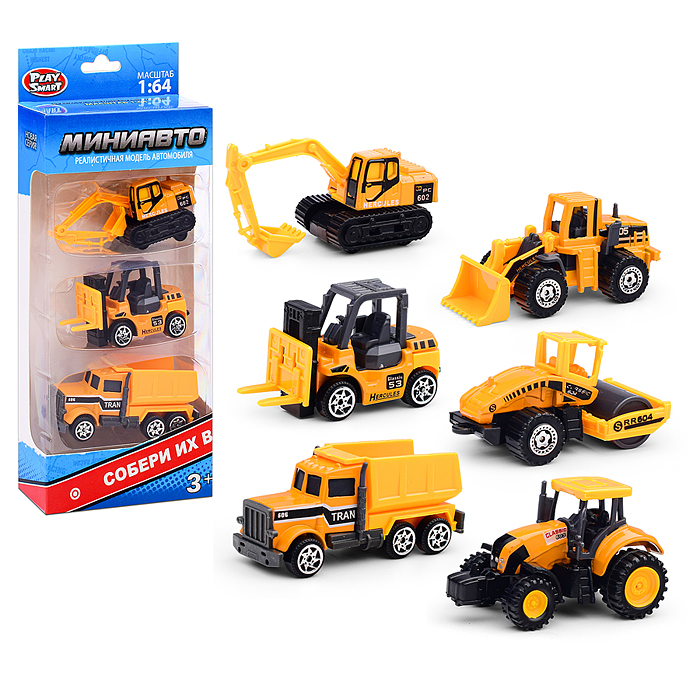 Набор техники 6389-1 "Мини Авто" строительная, в коробке Набор техники 6389-1 "Мини Авто" строительная, в коробке