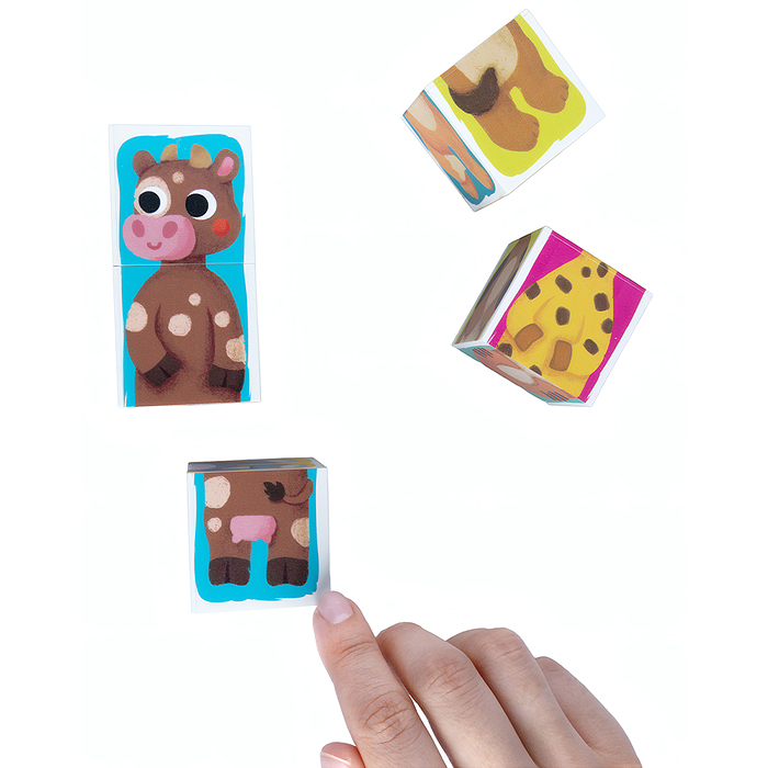 Кубики пластмассовые Умные кубики "Зверопутаница" 6 шт (12 персонажей) Baby Toys