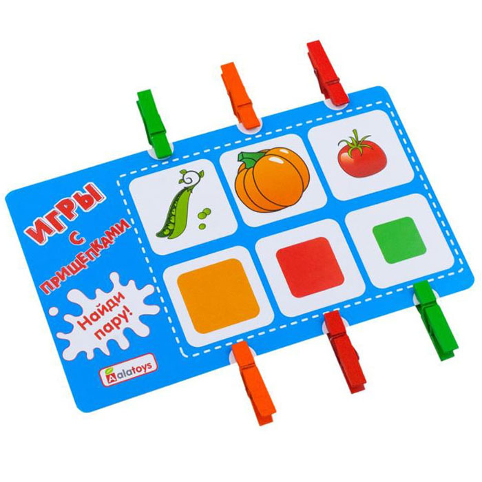 Фото к товару Игры с прищепками "Фрукты-овощи" Игры с прищепками "Фрукты-овощи"