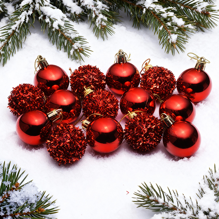 Набор новогодних украшений S2529 "Волшебный Новый год" (15шт х 4см)