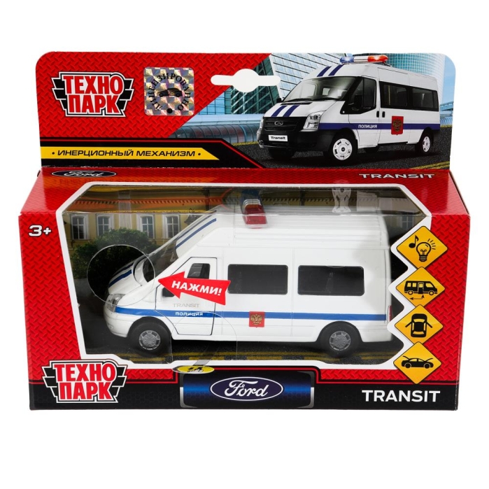Машина металл свет-звук Ford Transit 13 см, (двери, багаж.) инерц., Машина металл свет-звук Ford Transit 13 см, (двери, багаж.) инерц.,