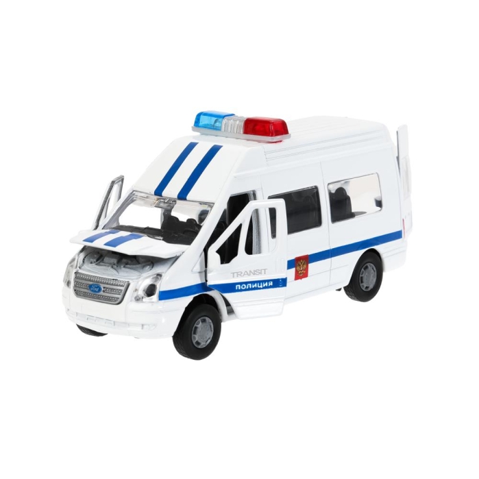 Машина металл свет-звук Ford Transit 13 см, (двери, багаж.) инерц.,