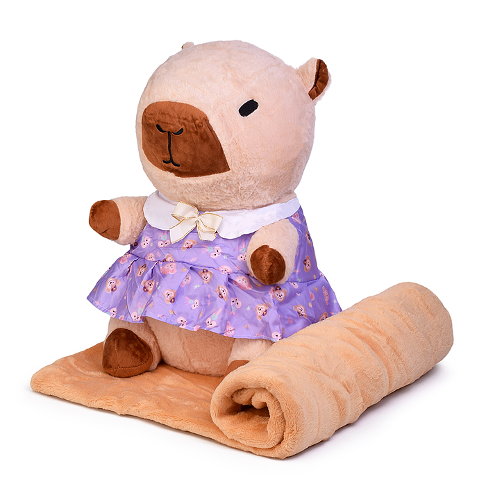 Мягкая игрушка "Капибара" М1577 с пледом