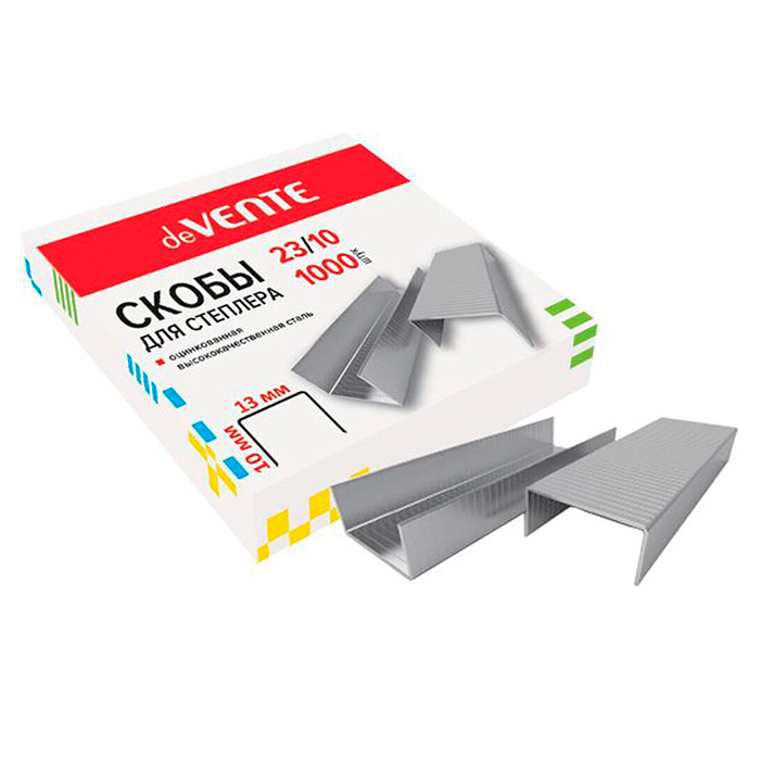 Скобы для степлера 23/10 1000 шт в картонной коробке, оцинкованные