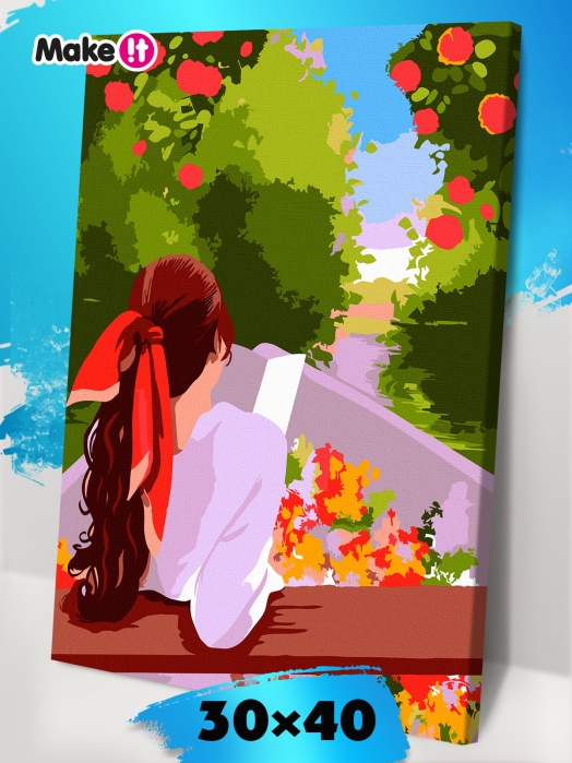 Картина по номерам "Девушка на лодке" 30х40 